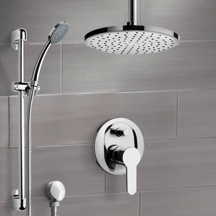 Remer SFR49-8 Chrome Shower Set with 8 Inch Rain Ceiling Shower Head and Hand Shower